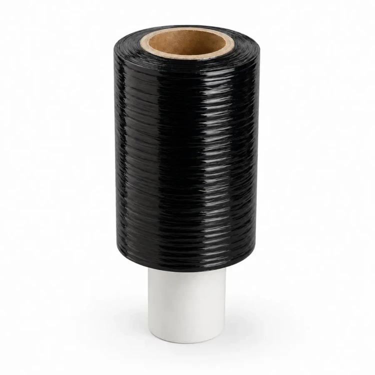 FOLIA Stretch 10 cm | 0,25 KG | 23 µm | Czarna Kryjąca - Strecz Mini Rap MOCNY 10cm