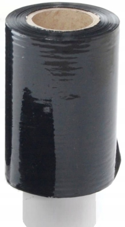 FOLIA Stretch 10 cm | 0,25 KG | 23 µm | Czarna Kryjąca - Strecz Mini Rap MOCNY 10cm