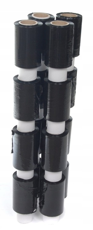 FOLIA Stretch 10 cm | 0,25 KG | 23 µm | Czarna Kryjąca - Strecz Mini Rap MOCNY 10cm