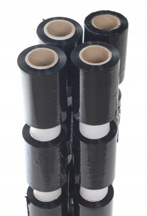 FOLIA Stretch 10 cm | 0,25 KG | 23 µm | Czarna Kryjąca - Strecz Mini Rap MOCNY 10cm