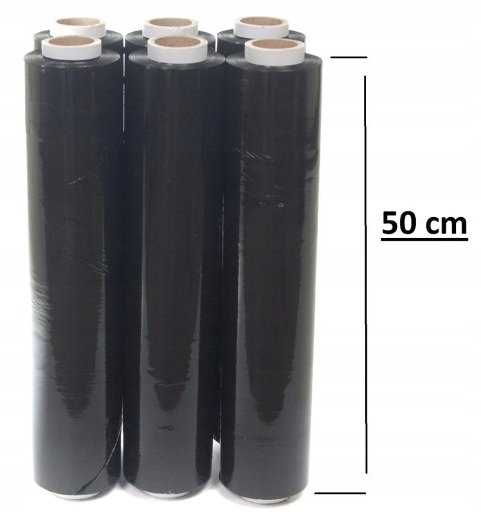 FOLIA Stretch 25 cm | 1,5 KG | 23 µm | Czarna Kryjąca - Strecz 1,5 KG mocna 25cm Kryjąca