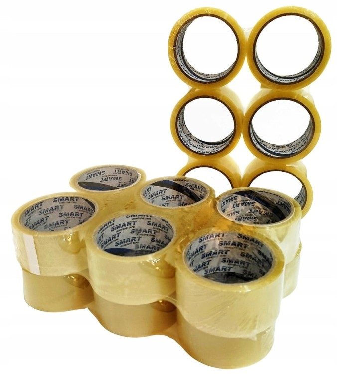 TAŚMA Pakowa SMART 48 mm x 54 m | 48x60y | Transparentna | Akryl | 36 szt. / 1 karton - Zestaw taśm klejących do kartonów i pakowania